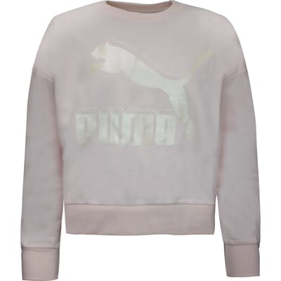 Puma Womens Classics Logo Metallic Crew Sweatshirt Rose 597405 87
