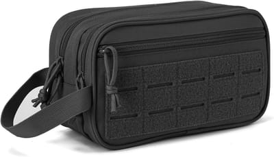 Famanu - Tactische Toilettas voor Mannen/voor - Militaire Hygienetas met MOLLE-zakken, EDC Reisaccessoires & Draagbare Douchetas (Compact Dopp Kit/Scheergereedschap)