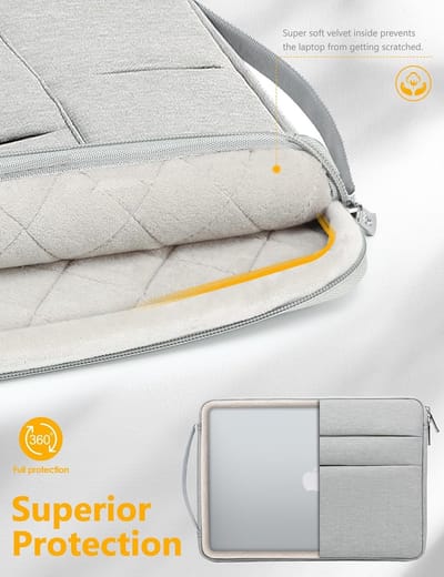 Laptop Sleeve 13.3-14 Inch voor MacBook Pro en Air, Surface Laptop, Beschermende Tas in Lichtgrijs, Geschikt voor HP, Dell, Lenovo en Asus