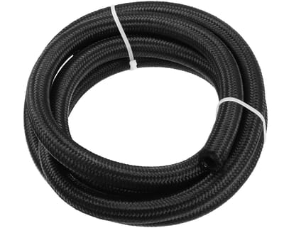 Dailygoods- Olieleiding 8ft - Brandstofleiding - Nylon/RVS - AN10 - Zwart - Totale lengte 244cm - Brandstofslang