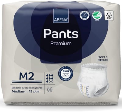 ABENA Pants Premium M2 - 15x Absorberend Broekje, te Dragen als Gewoon Ondergoed - Voor het Verlies van de Hele Blaasinhoud en (Dunne) Ontlasting - Heupomvang 80-110 cm - Absorptie 1900 ml