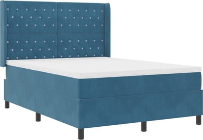 vidaXL - Boxspring - bed - met - matras - Blauw - 140 - x - 190 - cm - Fluweel