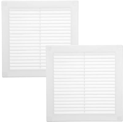 2 Stuks Witte Ventilatieafdekking met Insectenbescherming - Platte Vierkante Ventilatiesleuven voor Badkamer en Thuiswerkplek (250 x 250 mm)