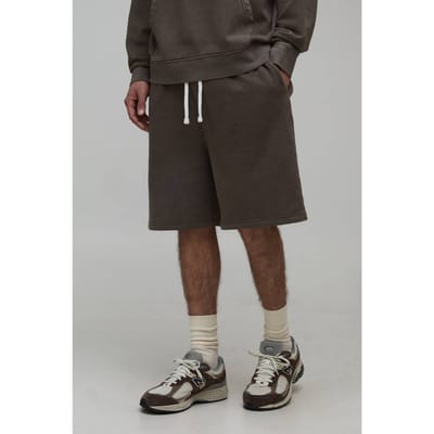 Ruimvallende Essential Gewassen Jersey Short | Washed Chocolate | Size Large