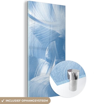 MuchoWow® Glasschilderij 60x120 cm - Schilderij acrylglas - Acrylverf - Blauw - Design - Foto op glas - Schilderijen