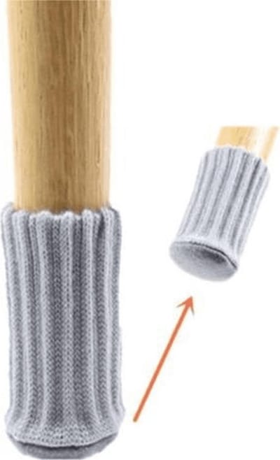 FSW-Products - 4 Stuks Stoel Sokken - Stoelpoot Beschermers - Meubelonderzetters - Grijs - Stoelpoot Viltjes - Vilt - Vloerbescherming - Antikras - Stoelhoezen - Stoelpootdoppen - Polyester - Stoelsokken - Stoelpootsokken - Stoelpoot Sokken
