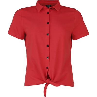 Pussy Deluxe - Rockabilly Shirt met korte mouwen - Asia Dreams Cat Fan Binding Blouse - S tot XXL - voor Vrouwen - rood