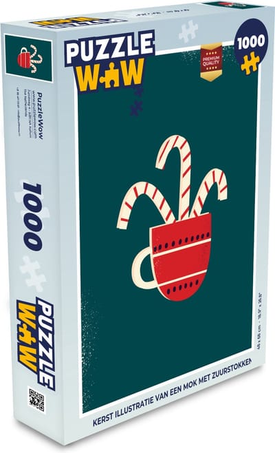 Puzzel Kerstversiering - Zuurstok - Kerstmis - Mok - Legpuzzel - Puzzel 1000 stukjes volwassenen - Kerst - Cadeau - Kerstcadeau voor mannen, vrouwen en kinderen