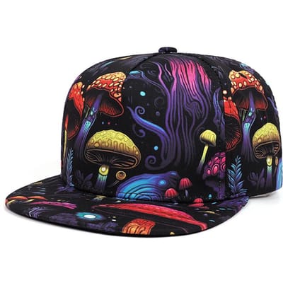 Creatieve En Nieuwe Bedrukte Platte Rand Hoed Straat Hiphop Hoed Straatdans Decoratieve Hoed Zonneklep Hoed Baseballpet black