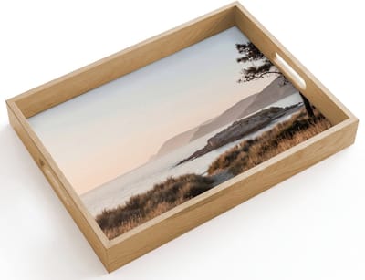 Dienblad hout 40x30 cm - Schootdienblad - Landschap - Kust - Duinen - Borrelplank rechthoek - Plateau dienbladen