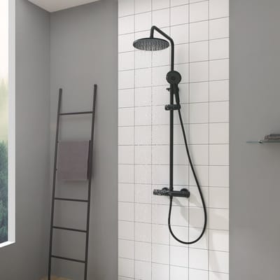 Cecipa Max Zwarte Thermostaat Doucheset - 38°C Anti-verbranding - Verstelbare Stang (830-1130 mm) - 4-Functie Handdouche