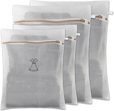 Waszakken voor Kleding, Versterkt en Duurzaam Wasnet met Rits, Bescherming voor Ondergoed, Sokken en Delicate Kleding (4 Stuks)