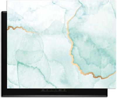KitchenArt - Misty Jade – Inductie Beschermer - 77x51 cm - Kookplaat Beschermer - Luxe Afdekplaat Inductieplaat - Anti-slip & Oprolbaar - Beschermmat Inductiekookplaat