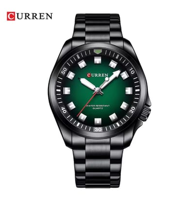 Curren 8451 Herenhorloge – Zwarte Band en Groene Wijzerplaat – Stoer en Stijlvol – Perfect Cadeau