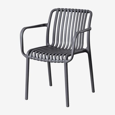Tuinstoelen Set - Stoelen met armleuningen - Buiten Zitten - Polypropyleen Materiaal - 81 cm - Grijs