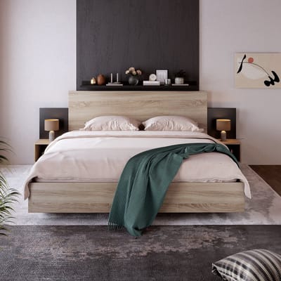 VVBV Dressoir met Meubelset 160x200 cm - Voor Slaapkamer/Gastenkamer - Hout Donkergrijs/Grijs