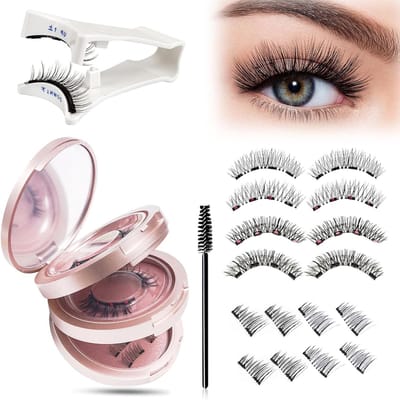 3 Laags Magnetische Wimpers met 16 Stukken (6 Pairs), Natuurlijke Valse Wimpers in 6 Ontwerpen, Inclusief Applicator en Borstel, Herbruikbare Wimpers voor een Prachtige Make-up en Cadeau Ideeën