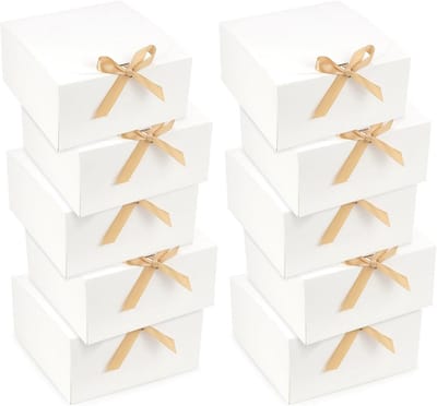 Grote geschenkdoos met deksel - Set van 10 stijlvolle witte verpakking dozen voor verjaardag en feesten