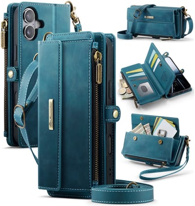 Caseme Geschikt voor iPhone 17 hoesje - portemonnee tasje - Blauw