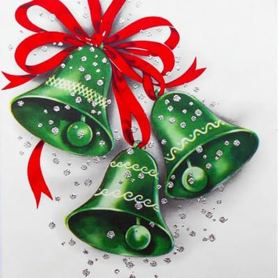Wizardi diamond painting – Groene kerstklokken - 38 x 38 cm