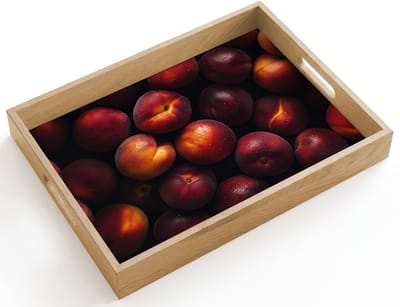Dienblad hout 40x30 cm - Schootdienblad - Fruit - Close up - Nectarines - Borrelplank rechthoek - Plateau dienbladen