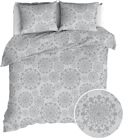 Romanette Jungfrau Dekbedovertrek - Tweepersoons - 200x200/220 cm - Silver