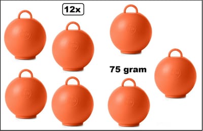 12x Ballon gewicht Kettlebell oranje- 75 gram - Tafeldecoratie thema feest ballon party festival
