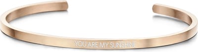 Key Moments 8KM-B00457 - Stalen open bangle met tekst - you are my sunshine - zirkonia - one-size - rosékleurig