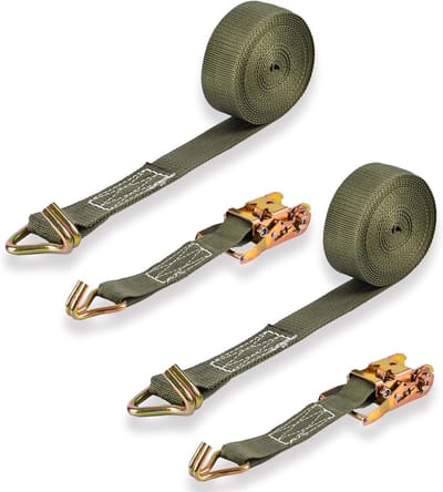 Spanbanden met Haken - Lading Zekering - Transport Beveiligen - Dubbel Beveiligingssysteem - 2 Sets 2000KG - Donkergroen