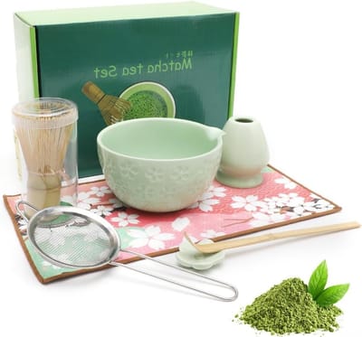 Complete Matcha Set met Bamboe Broom, Keramische Kom, Matcha Klopper en Accessoires voor Theeliefhebbers - Perfect Cadeau voor Matcha Fans