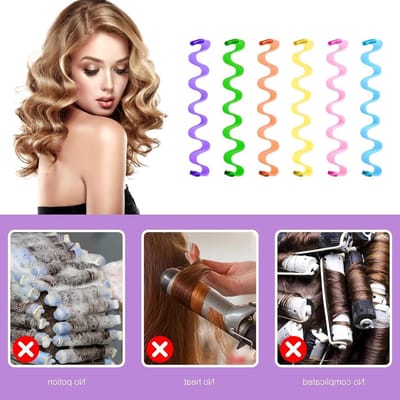30 stuks krulspelden voor lang haar, spiralen en golven zonder hitte, inclusief 2 stylinghaken voor alle haartypes en lengtes