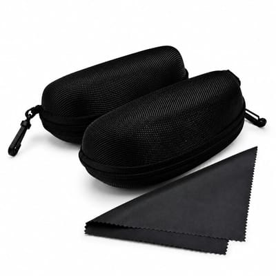 2 brillenkokers + 2 doekjes / zwart / brillendoos of zonnebril / cadeau / Zonnebril Koker / Étui à lunettes de lecture rigide en cuir Unisexe / Classic Large Eyeglass Case for Sunglasses and Eyeglasses / Aland optiek / met rits