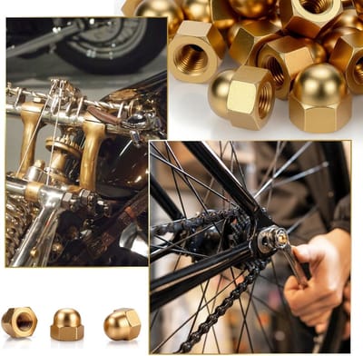 Pack van 30 M5 Messing Hoedmoeren DIN 1587 - Hoge Kwaliteit Zeskant Dome Hoedmoeren voor Motorfietsen, Fietsen en Meubels