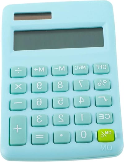 Rekenmachine Decoratie - Mini Calculator - Kantoor Inrichting - Dubbele Voeding - 12 x 7 cm - Blauw