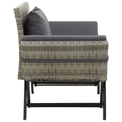 vidaXL - Tuinbank - met - kussens - 176 - cm - poly - rattan - grijs