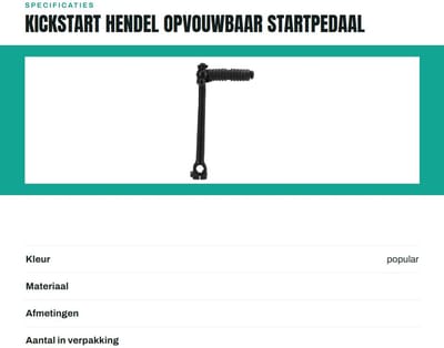 Dailygoods- Kickstarthendel Opvouwbaar - 195 Mm Lang - Vervangend Startarmpedaal - Universeel voor Crossmotor/Pit Bike - Heavy-Duty Metaallegering - Diameter Montagegat 13 Mm - Startarm