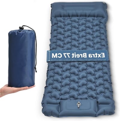 Opblaasbare Slaapmat - Luchtbed Camping - Outdoor Slapen - Geïntegreerde Voetpomp - 197 x 80 x 10 cm - Donkerblauw