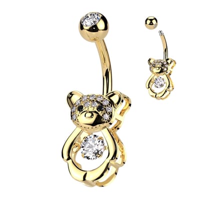 Piercing hollow bear met steentje - goud - LMPiercings