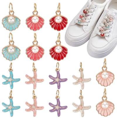 Dailygoods - 16 Stuks Schelp en Zeester Schoenveters Bedels