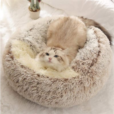 Unyqoos ® Koffiekleurig Pluche Katten- en Puppymandje voor Winterse Warmte en Comfort