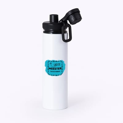 Hacebo® - liefste meester van de wereld waterfles met draaidop zwart - Meester - de liefste meester - verjaardag - cadeautje voor meester - meester artikelen - kado - geschenk - water fles - 850ML