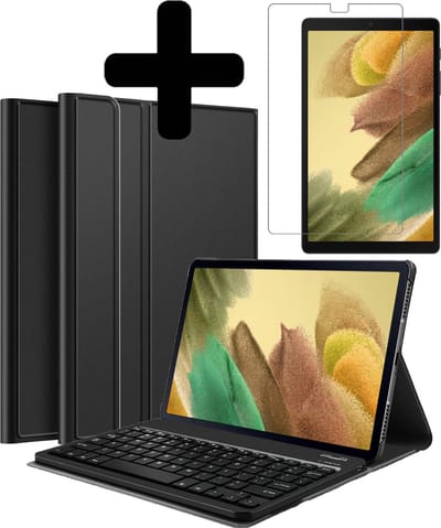 Hoesje - Geschikt voor Samsung Galaxy Tab A7 Lite - Met Screenprotector - Toetsenbord Case - Keyboard Book Cover - Hoes - Zwart
