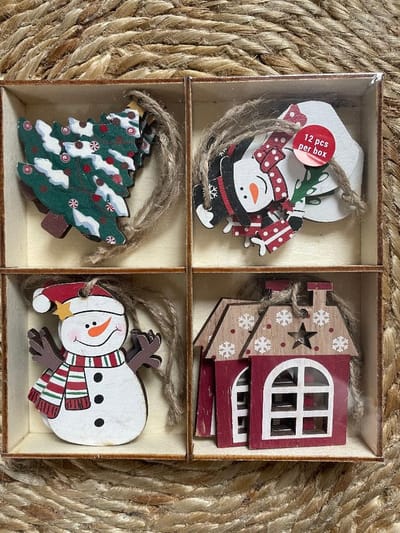 Houten Kerst / Winter hangers - Kerststdecoratie - kerstboomversiering - Christmas - Huisjes - Huis - Sneeuwpop - Sneeuwman - Kerstboom | Decoratie - Hanger - Ornamenten Versiering - Kerst tak - Feestdagen | Peuterspeelzaal - School - DH collection