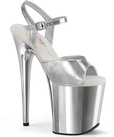 Pleaser - FLAMINGO809 Sandaal met enkelband, Paaldans schoenen - US 5 - 35 Shoes - Zilverkleurig