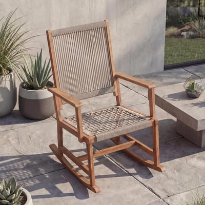 Schommelstoel - Relaxstoel buiten - Buiten ontspannen - Massief acaciahout - 102 x 92 cm - Beige