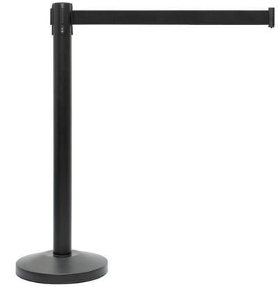 IVOL Afzetpaal met trekband - Zwarte afzetpaaltjes met zwart lint - 200 cm