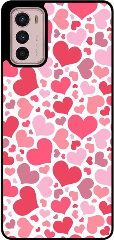 Smartphonica Telefoonhoesje Geschikt voor Motorola Moto G42 met Hartjes Print - Hearts Design TPU Backcover Case - Kinder Hoesje met Hartjes Design geschikt voor Motorola Moto G42