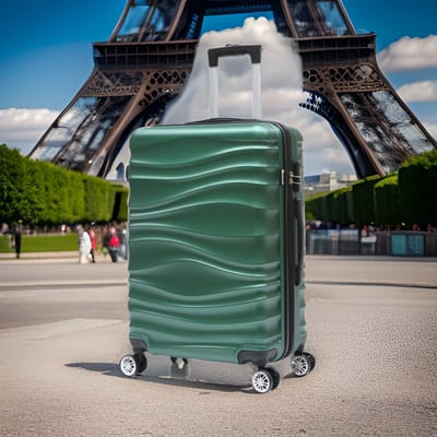 Handbagage koffer maat S trolley Green Wave – Lichtgewicht koffer met cijferslot – Reiskoffer op 4 dubbele zwenkwielen – Hardcase koffer – ABS – Groen - ca. 55x36x21 cm