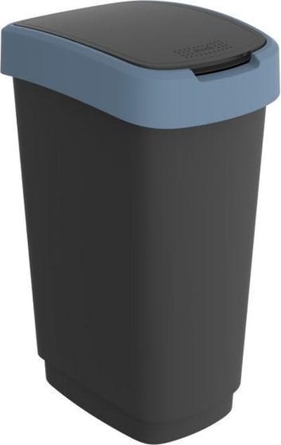 Rotho Twist - afvalbak - kunststof - 50 Liter - Blauw met zwart