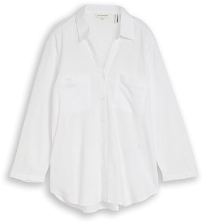 Tom Tailor - Overhemdblouse met linnen - Maat 46 - White